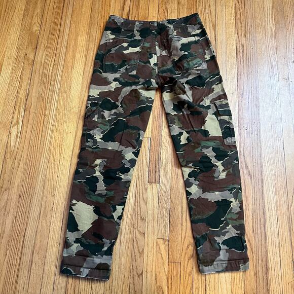 Anthropologie Pants Womens 25 Camo Linen Blend Cargo Pocket Green - Picture 4 of 12
